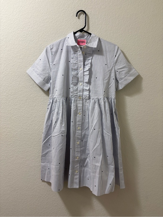 kate spade Dresses & Skirts - Kate Spade Micro hearts poplin shirt dress blue white stripes. Size small. NWOT